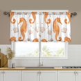 thumbnail image 1 of Yayeee Kitchen Curtains Tier Set of 2 Light Filtering 57"x36" Over Sink Window Panels, Orange Seahorse, 1 of 7