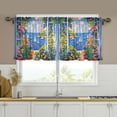 thumbnail image 1 of Yayeee Kitchen Curtains Tier Set of 2 Light Filtering 57"x36" Over Sink Window Panels, Pink Floral Window, 1 of 7