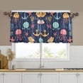 thumbnail image 1 of Yayeee Kitchen Curtains Tier Set of 2 Light Filtering 57"x36" Over Sink Window Panels, Red Jellyfish, 1 of 7