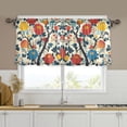thumbnail image 1 of Yayeee Kitchen Curtains Tier Set of 2 Light Filtering 57"x36" Over Sink Window Panels, Vibrant Japanese Flowers, 1 of 7