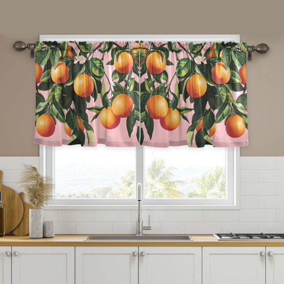 Yayeee Kitchen Curtains Tier Set of 2 Light Filtering 57"x36" Over Sink Window Panels, Vibrant Oranges
