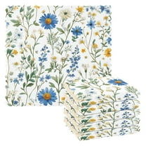 Yayeee Kitchen Dish Cloths for Washing Dishes Set of 6 Microfiber Towels, Blue Floral