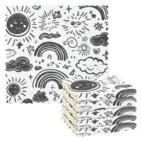 Yayeee Kitchen Dish Cloths for Washing Dishes Set of 6 Microfiber Towels, Clouds and Suns