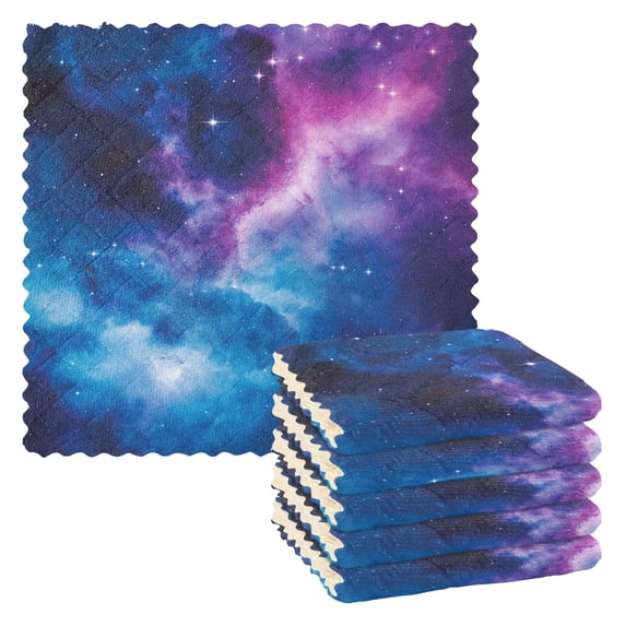 Yayeee 6 Pack Kitchen Dish Cloths for Washing Dishes Soft Absorbent Microfiber Towels, Galaxy Pattern