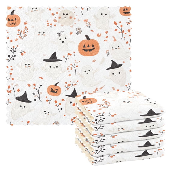 Yayeee 6 Pack Kitchen Dish Cloths for Washing Dishes Soft Absorbent Microfiber Towels, Ghost Design