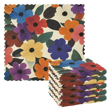 Yayeee Kitchen Dish Cloths for Washing Dishes Set of 6 Microfiber Towels, Large Colorful Flowers Pattern