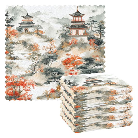 Yayeee 6 Pack Kitchen Dish Cloths for Washing Dishes Soft Absorbent Microfiber Towels, Mountain Pattern