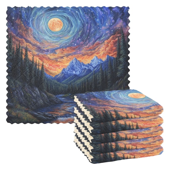 Yayeee 6 Pack Kitchen Dish Cloths for Washing Dishes Soft Absorbent Microfiber Towels, Mountains and Forests