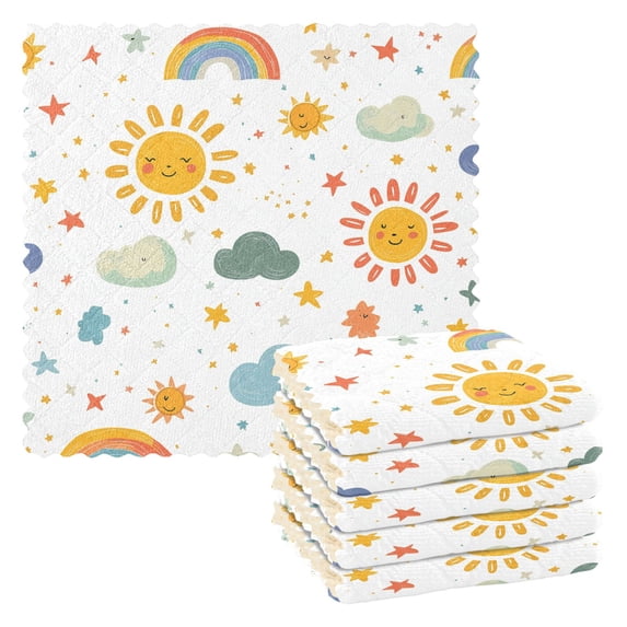 Yayeee 6 Pack Kitchen Dish Cloths for Washing Dishes Soft Absorbent Microfiber Towels, Rainbows Pattern