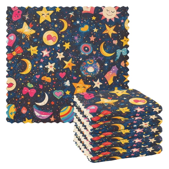 Yayeee 6 Pack Kitchen Dish Cloths for Washing Dishes Soft Absorbent Microfiber Towels, Small Space Pattern