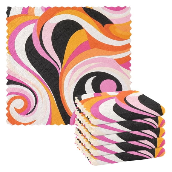Yayeee 6 Pack Kitchen Dish Cloths for Washing Dishes Soft Absorbent Microfiber Towels, Swirling Circles