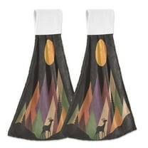 Yayeee Kitchen Hanging Hand Towels Set of 2 with Loop Bathroom Absorbent Tie Towel, Abstract Mountain