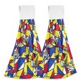 thumbnail image 1 of Yayeee Kitchen Hanging Hand Towels Set of 2 with Loop Bathroom Absorbent Tie Towel, Art Triangles, 1 of 7