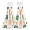 thumbnail image 1 of Yayeee Kitchen Hanging Hand Towels Set of 2 with Loop Bathroom Absorbent Tie Towel, Beige Abstract, 1 of 7