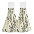 thumbnail image 1 of Yayeee Kitchen Hanging Hand Towels Set of 2 with Loop Bathroom Absorbent Tie Towel, Beige Birds, 1 of 6