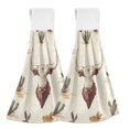 thumbnail image 1 of Yayeee Kitchen Hanging Hand Towels Set of 2 with Loop Bathroom Absorbent Tie Towel, Beige Cowboy Pattern, 1 of 7