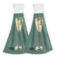 thumbnail image 1 of Yayeee Kitchen Hanging Hand Towels Set of 2 with Loop Bathroom Absorbent Tie Towel, Beige Martini, 1 of 7