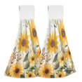 thumbnail image 1 of Yayeee Kitchen Hanging Hand Towels Set of 2 with Loop Bathroom Absorbent Tie Towel, Beige Sunflowers, 1 of 7