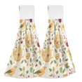 thumbnail image 1 of Yayeee Kitchen Hanging Hand Towels Set of 2 with Loop Bathroom Absorbent Tie Towel, Birds Tea Time, 1 of 7