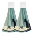 thumbnail image 1 of Yayeee Kitchen Hanging Hand Towels Set of 2 with Loop Bathroom Absorbent Tie Towel, Black Cat, 1 of 7