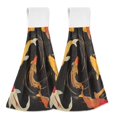 thumbnail image 1 of Yayeee Kitchen Hanging Hand Towels Set of 2 with Loop Bathroom Absorbent Tie Towel, Black Fish Pattern, 1 of 7