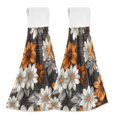 thumbnail image 1 of Yayeee Kitchen Hanging Hand Towels Set of 2 with Loop Bathroom Absorbent Tie Towel, Black Plaid Floral, 1 of 7