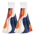 thumbnail image 1 of Yayeee Kitchen Hanging Hand Towels Set of 2 with Loop Bathroom Absorbent Tie Towel, Blue Abstract Wavy, 1 of 7