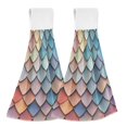 thumbnail image 1 of Yayeee Kitchen Hanging Hand Towels Set of 2 with Loop Bathroom Absorbent Tie Towel, Blue Art Pattern, 1 of 7