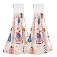 thumbnail image 1 of Yayeee Kitchen Hanging Hand Towels Set of 2 with Loop Bathroom Absorbent Tie Towel, Blue Christmas Santa, 1 of 7
