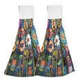 thumbnail image 1 of Yayeee Kitchen Hanging Hand Towels Set of 2 with Loop Bathroom Absorbent Tie Towel, Blue Colorful Flowers, 1 of 7