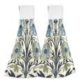 thumbnail image 1 of Yayeee Kitchen Hanging Hand Towels Set of 2 with Loop Bathroom Absorbent Tie Towel, Blue Floral Pattern, 1 of 7