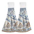 thumbnail image 1 of Yayeee Kitchen Hanging Hand Towels Set of 2 with Loop Bathroom Absorbent Tie Towel, Blue Snowy Mountain, 1 of 7