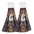 thumbnail image 1 of Yayeee Kitchen Hanging Hand Towels Set of 2 with Loop Bathroom Absorbent Tie Towel, Brown Abstract Eagle, 1 of 7