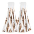 thumbnail image 1 of Yayeee Kitchen Hanging Hand Towels Set of 2 with Loop Bathroom Absorbent Tie Towel, Brown Ice Cream Pattern, 1 of 7