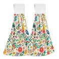 thumbnail image 1 of Yayeee Kitchen Hanging Hand Towels Set of 2 with Loop Bathroom Absorbent Tie Towel, Cartoon Animals, 1 of 7
