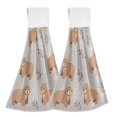thumbnail image 1 of Yayeee Kitchen Hanging Hand Towels Set of 2 with Loop Bathroom Absorbent Tie Towel, Cartoon Bear, 1 of 7