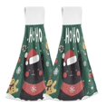 thumbnail image 1 of Yayeee Kitchen Hanging Hand Towels Set of 2 with Loop Bathroom Absorbent Tie Towel, Christmas Cat, 1 of 7