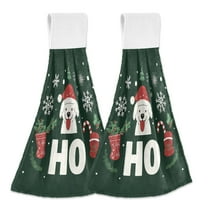 Yayeee Kitchen Hanging Hand Towels Set of 2 with Loop Bathroom Absorbent Tie Towel, Christmas Dog