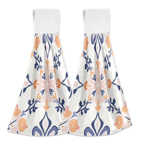 Yayeee Kitchen Hanging Hand Towels Set of 2 with Loop Bathroom Absorbent Tie Towel, Colorful Abstract Pattern