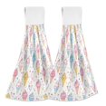 thumbnail image 1 of Yayeee Kitchen Hanging Hand Towels Set of 2 with Loop Bathroom Absorbent Tie Towel, Colorful Ice Cream Pattern, 1 of 7