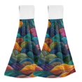 thumbnail image 1 of Yayeee Kitchen Hanging Hand Towels Set of 2 with Loop Bathroom Absorbent Tie Towel, Colorful Waves Pattern, 1 of 7