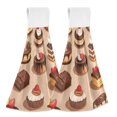 thumbnail image 1 of Yayeee Kitchen Hanging Hand Towels Set of 2 with Loop Bathroom Absorbent Tie Towel, Creamy Cake, 1 of 7