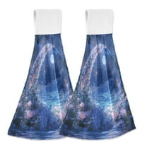 Yayeee Kitchen Hanging Hand Towels Set of 2 with Loop Bathroom Absorbent Tie Towel, Crystal Ball