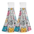 thumbnail image 1 of Yayeee Kitchen Hanging Hand Towels Set of 2 with Loop Bathroom Absorbent Tie Towel, Cute Cat Pattern, 1 of 7