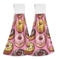 thumbnail image 1 of Yayeee Kitchen Hanging Hand Towels Set of 2 with Loop Bathroom Absorbent Tie Towel, Cute Doughnuts Pattern, 1 of 7
