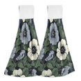 thumbnail image 1 of Yayeee Kitchen Hanging Hand Towels Set of 2 with Loop Bathroom Absorbent Tie Towel, Dark Floral, 1 of 7