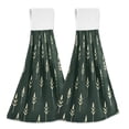 thumbnail image 1 of Yayeee Kitchen Hanging Hand Towels Set of 2 with Loop Bathroom Absorbent Tie Towel, Dark Green Plants, 1 of 7