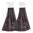 thumbnail image 1 of Yayeee Kitchen Hanging Hand Towels Set of 2 with Loop Bathroom Absorbent Tie Towel, Dark Purple Floral Pattern, 1 of 7