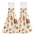 thumbnail image 1 of Yayeee Kitchen Hanging Hand Towels Set of 2 with Loop Bathroom Absorbent Tie Towel, Fall Beige Pumpkin, 1 of 7