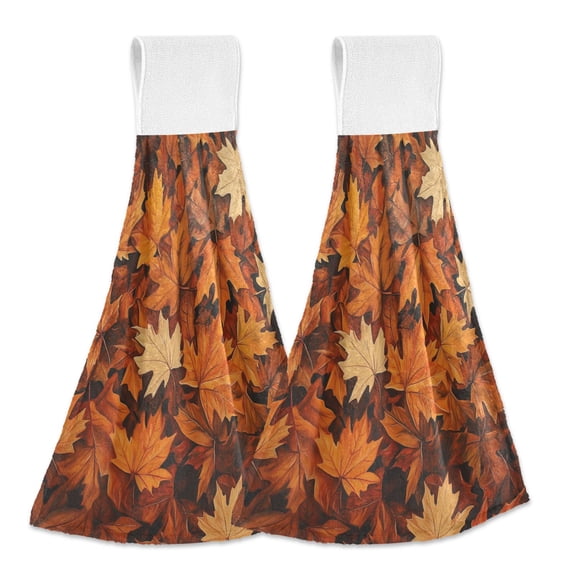 Yayeee Kitchen Hanging Hand Towels Set of 2 with Loop Bathroom Absorbent Tie Towel, Fall Pattern